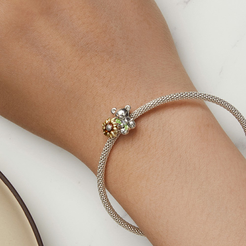 Sun Bear Enamel Charm Silver