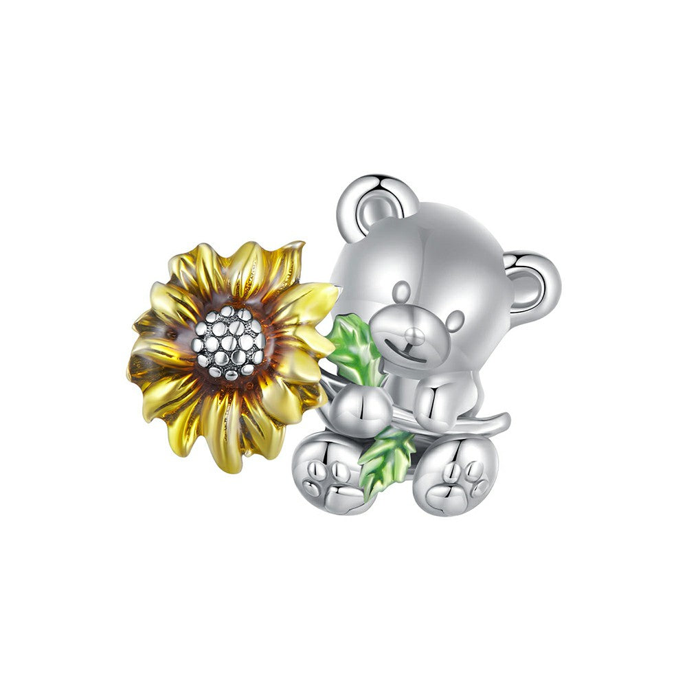 Sun Bear Enamel Charm Silver