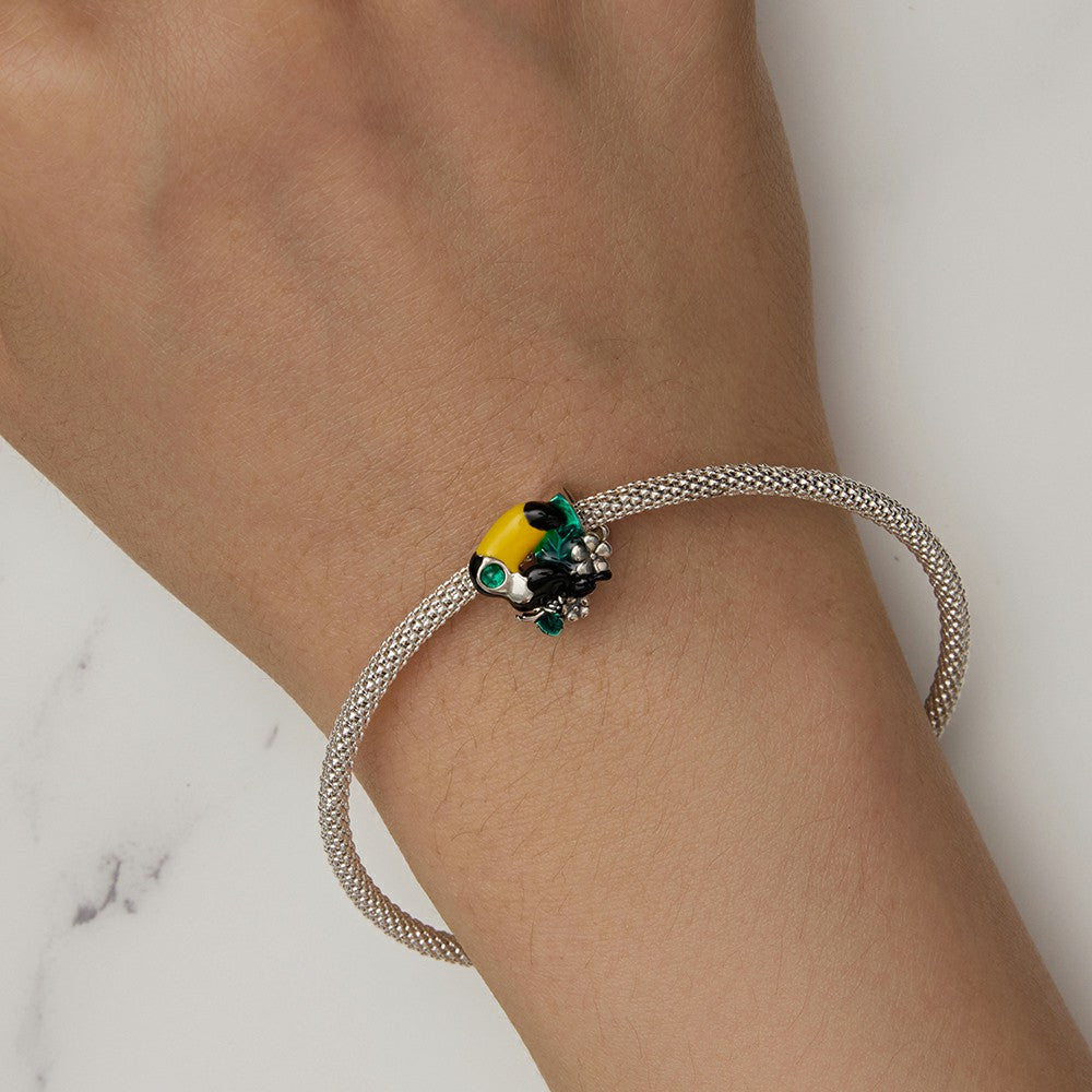 Jungle Toucan Enamel Charm Silver