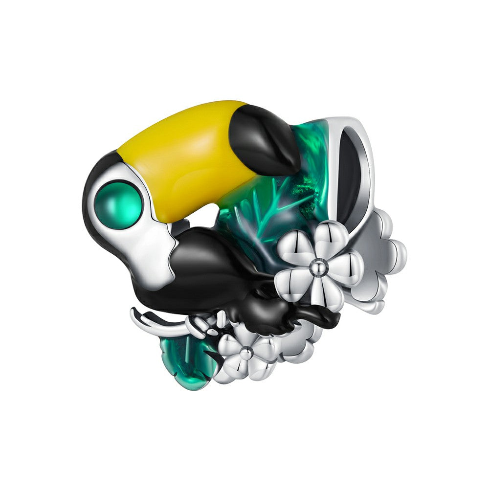 Jungle Toucan Enamel Charm Silver