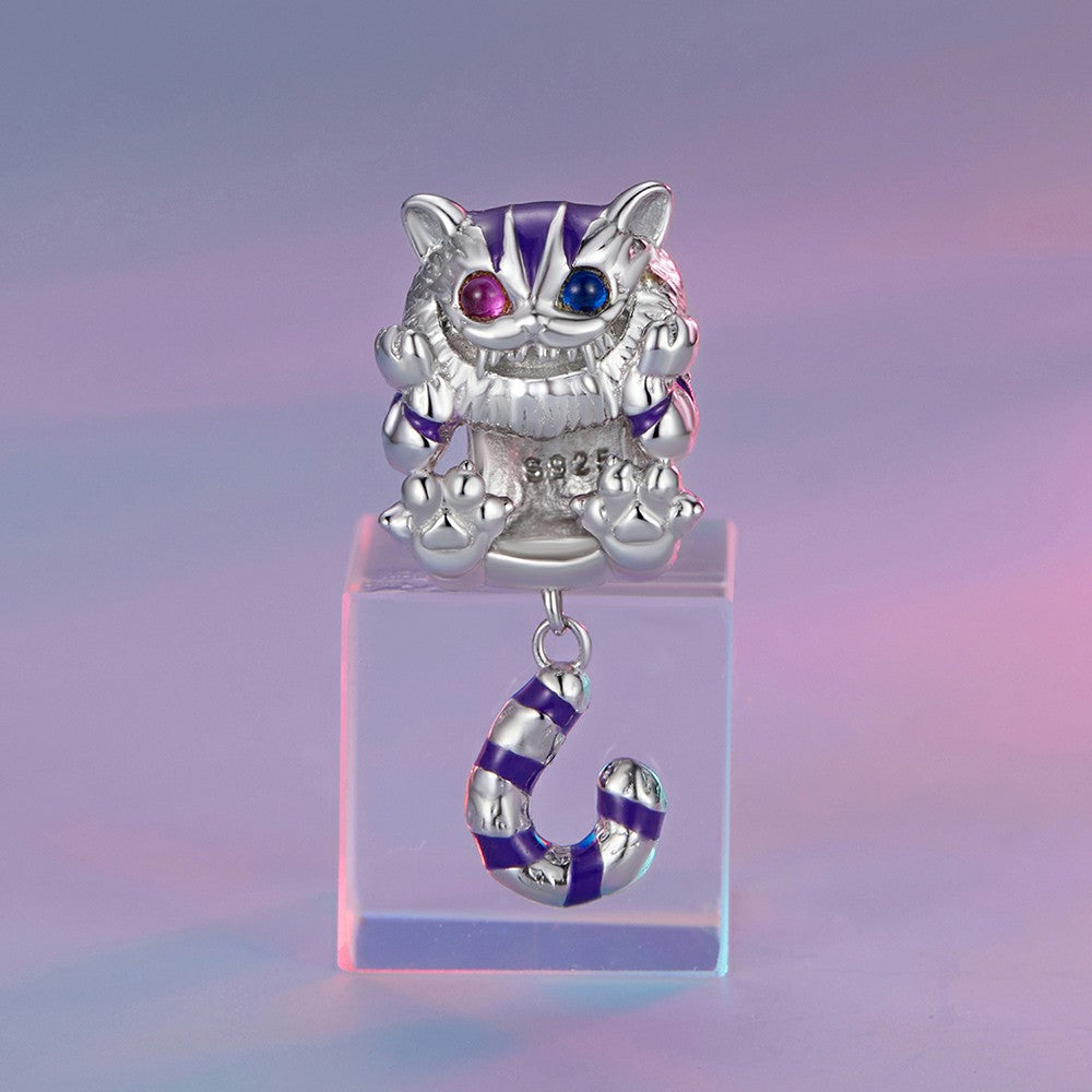 Fantasy Cats Enamel Charm Silver