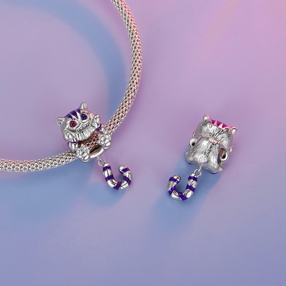 Fantasy Cats Enamel Charm Silver