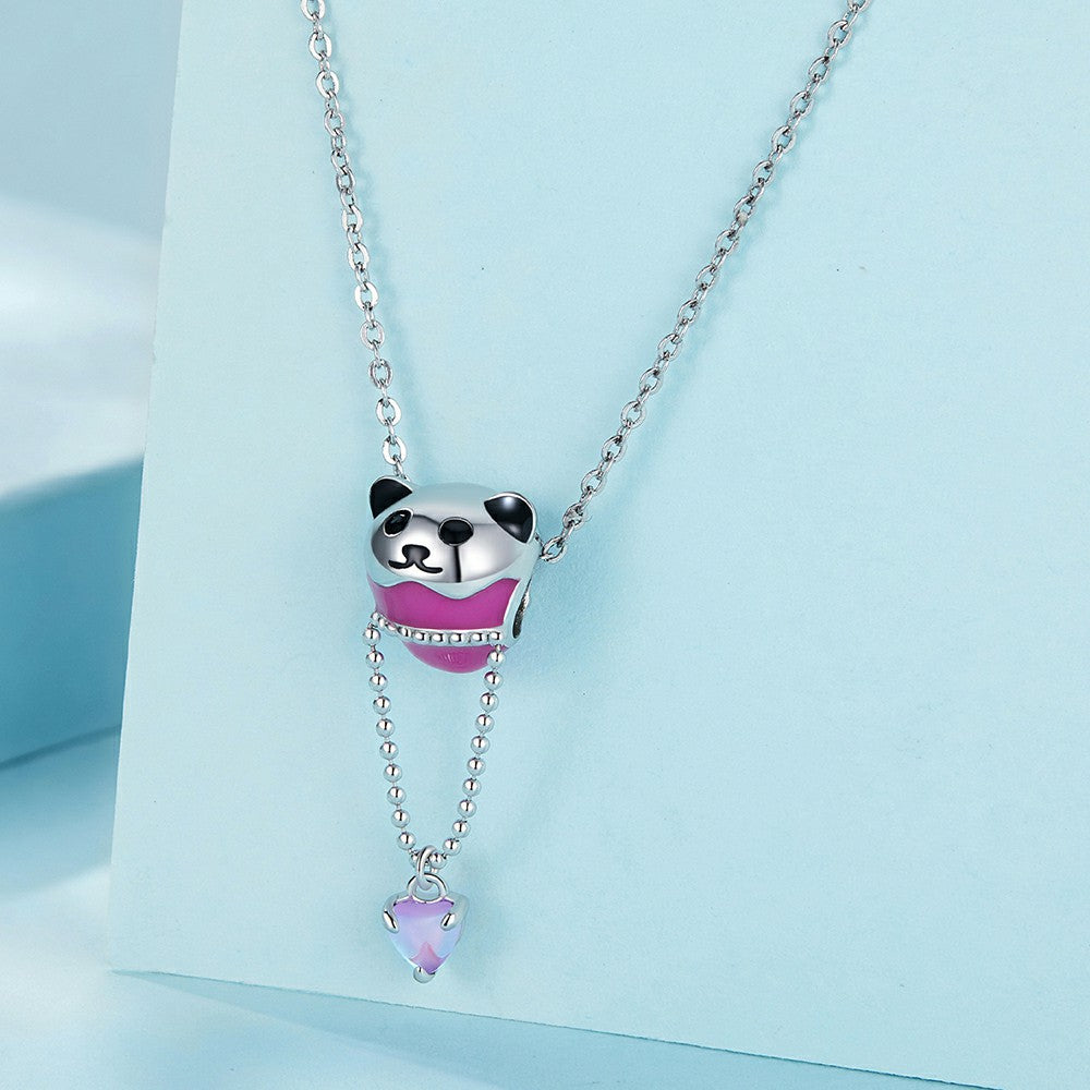 Bear Hot Air Balloon Enamel Charm Silver