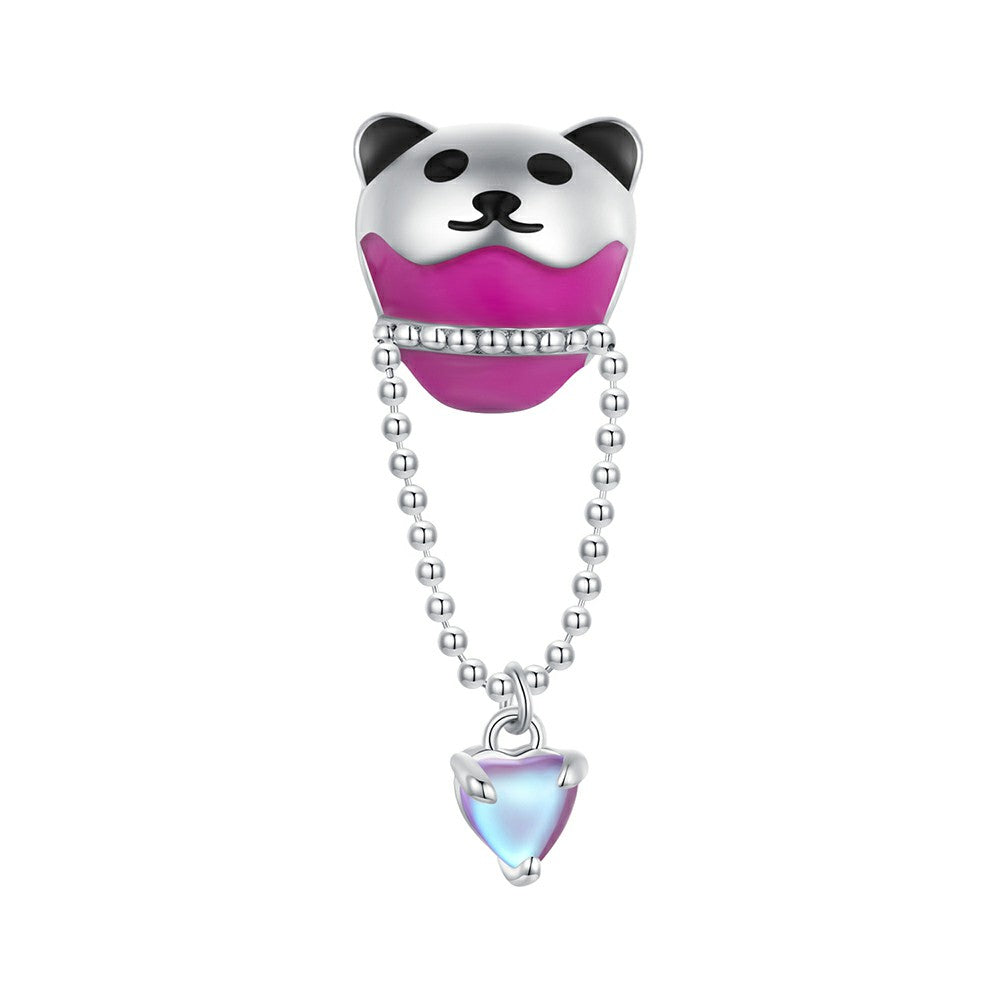 Bear Hot Air Balloon Enamel Charm Silver