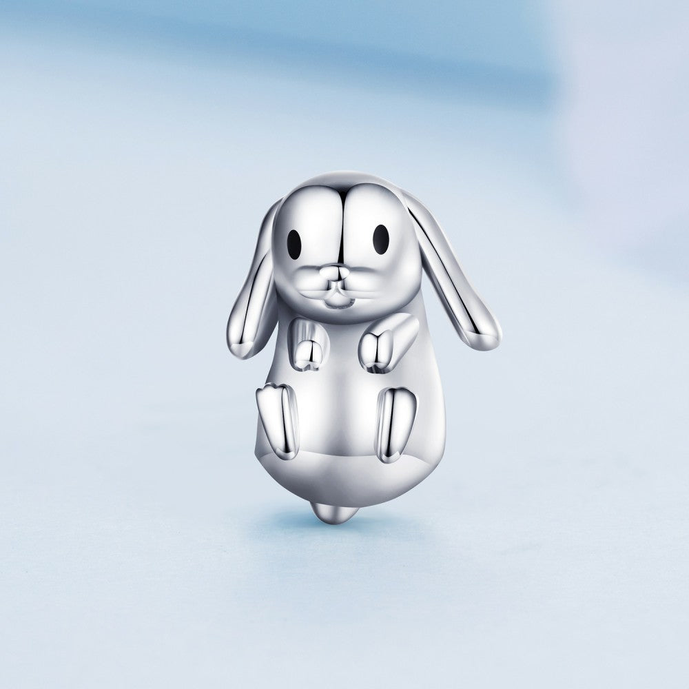 Floppy-Eared Rabbit Enamel Charm Silver Easter Gifts