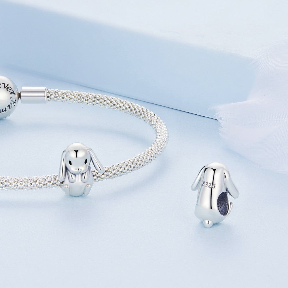 Floppy-Eared Rabbit Enamel Charm Silver Easter Gifts