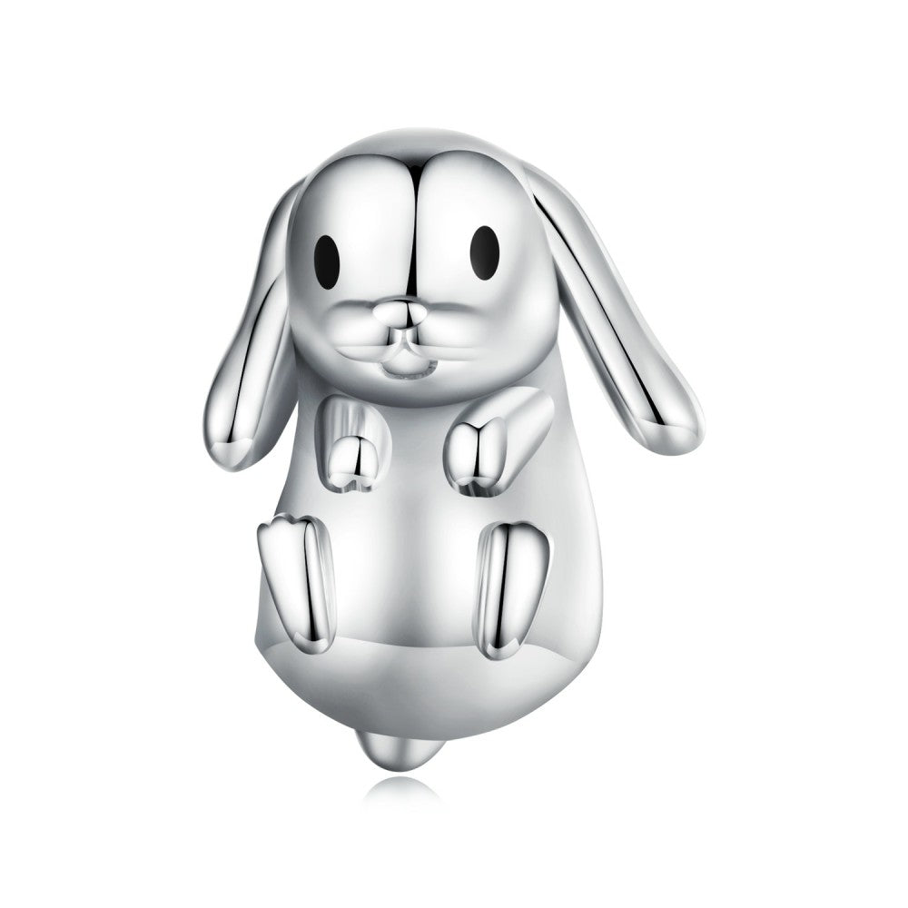 Floppy-Eared Rabbit Enamel Charm Silver Easter Gifts