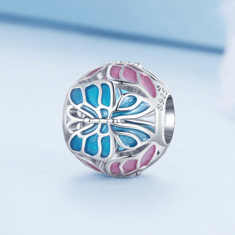 Colorful Butterflies Enamel Charm Silver