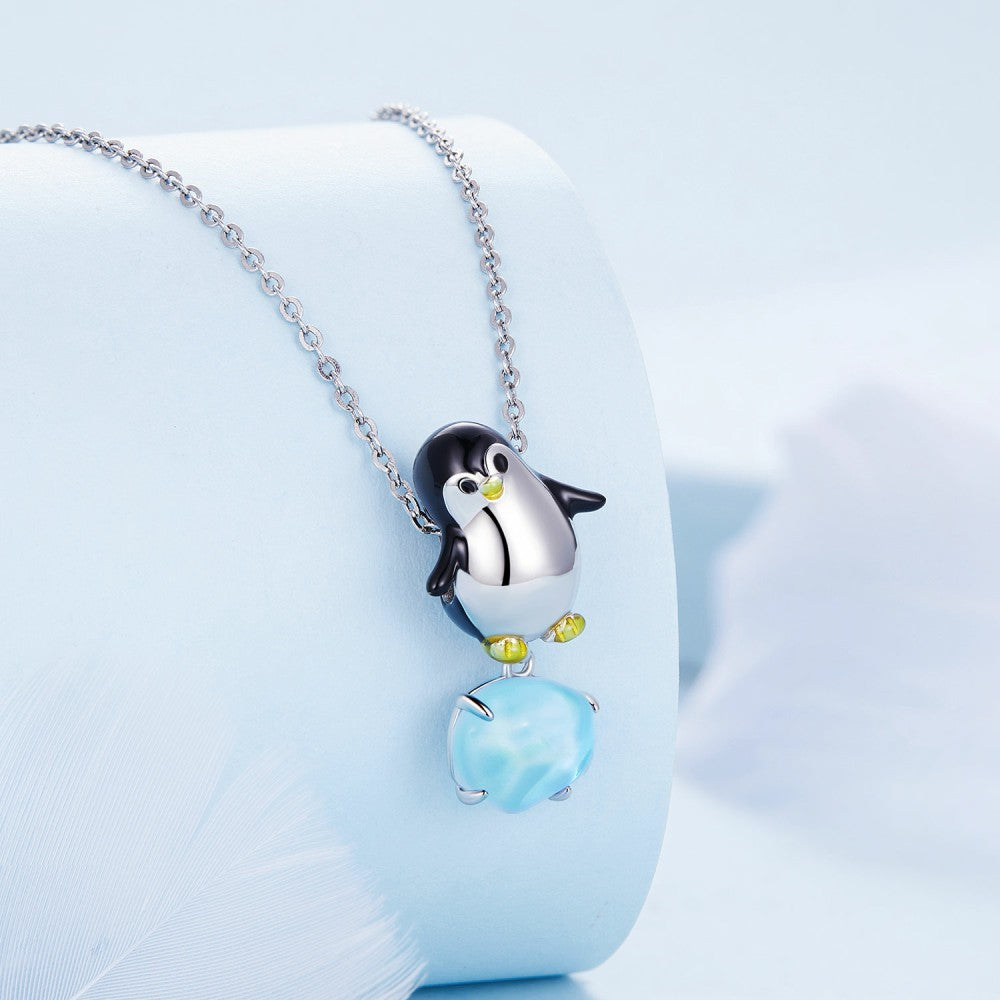 Penguin Enamel Charm Silver