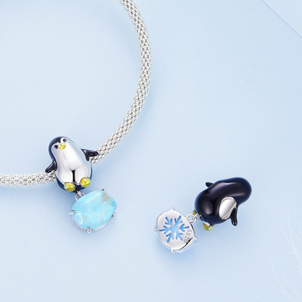 Penguin Enamel Charm Silver