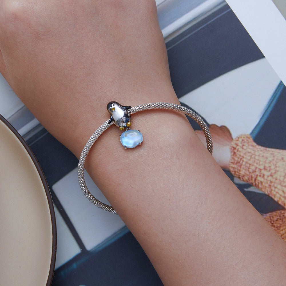 Penguin Enamel Charm Silver