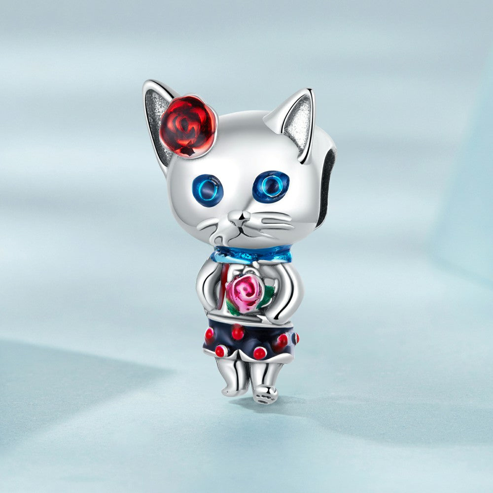 Eccentric Cats Enamel Charm Silver Gift for Pet Lover