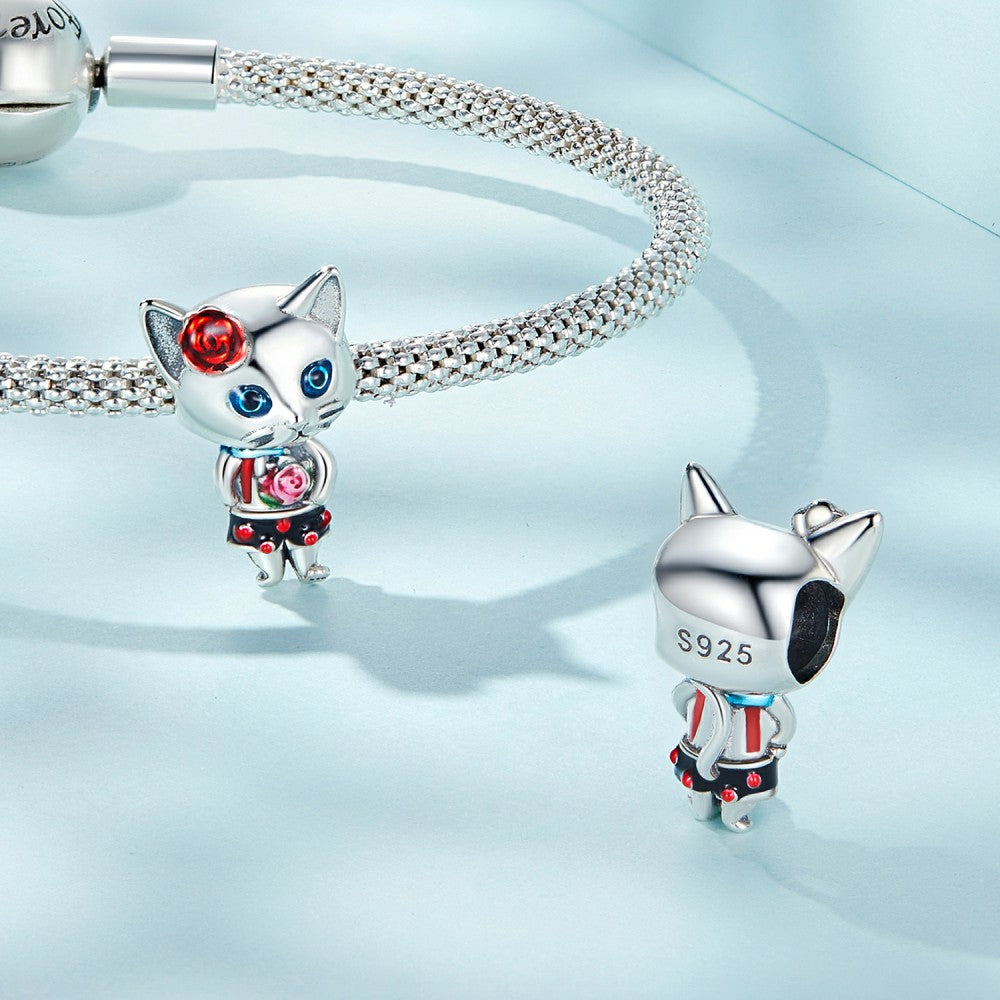 Eccentric Cats Enamel Charm Silver Gift for Pet Lover