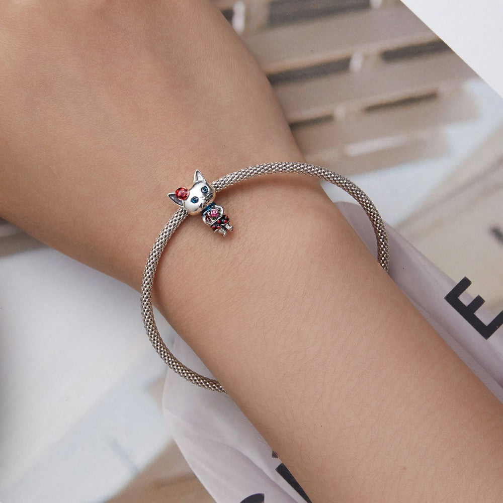 Eccentric Cats Enamel Charm Silver Gift for Pet Lover