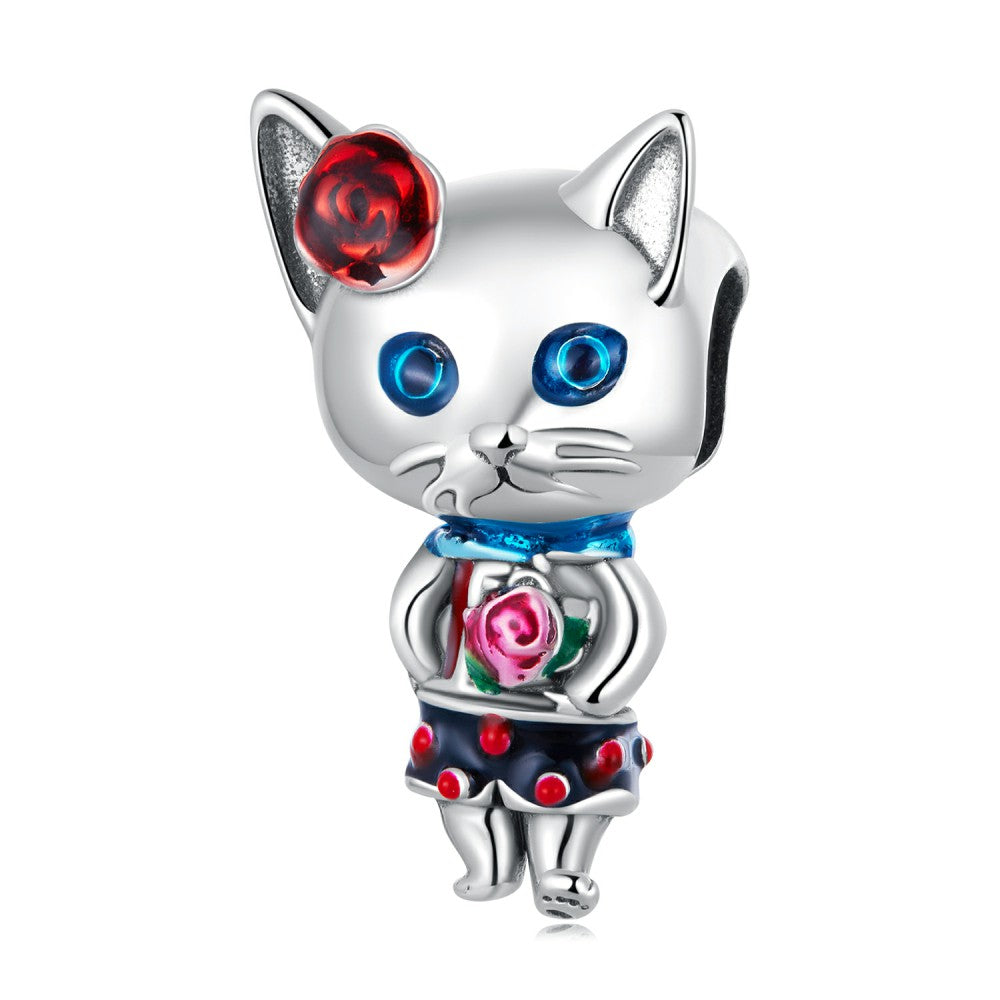 Eccentric Cats Enamel Charm Silver Gift for Pet Lover