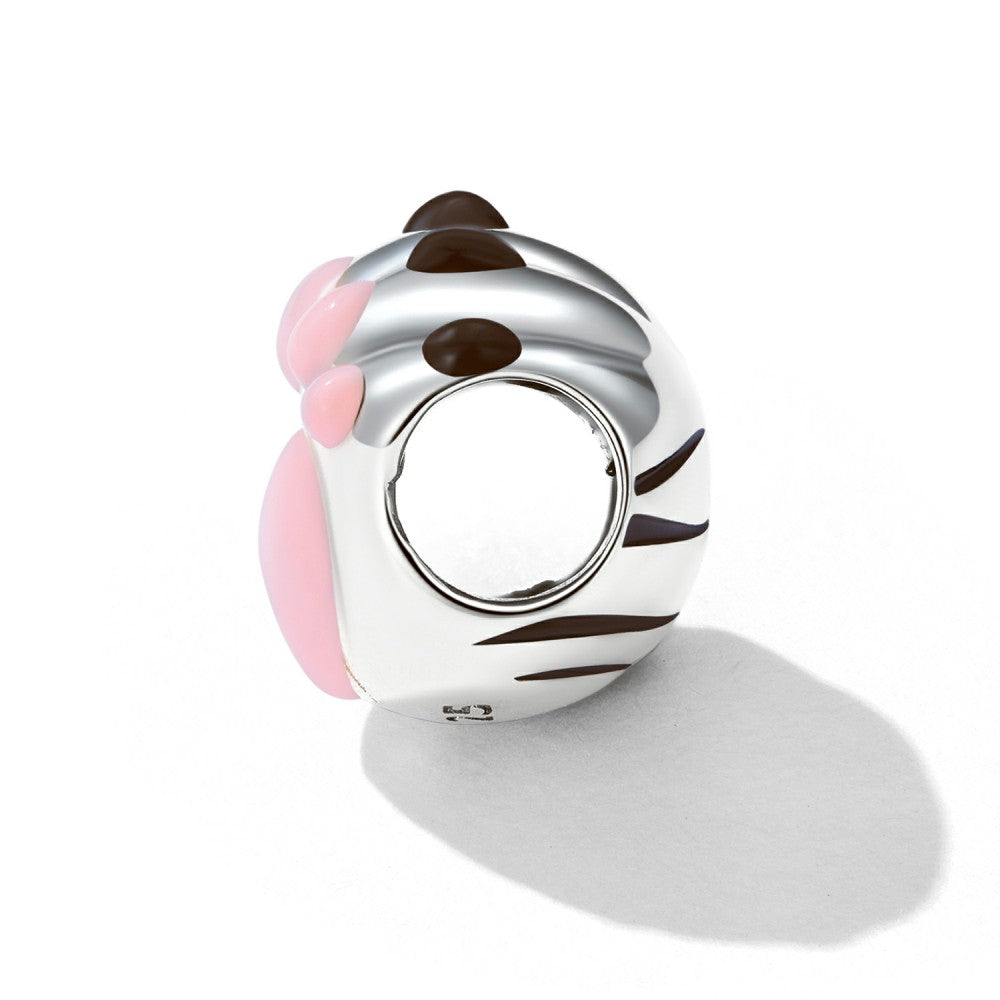 Cute Paw Prints Enamel Charm Silver Gift for Pet Lover
