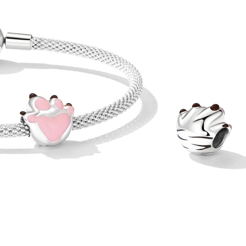 Cute Paw Prints Enamel Charm Silver Gift for Pet Lover