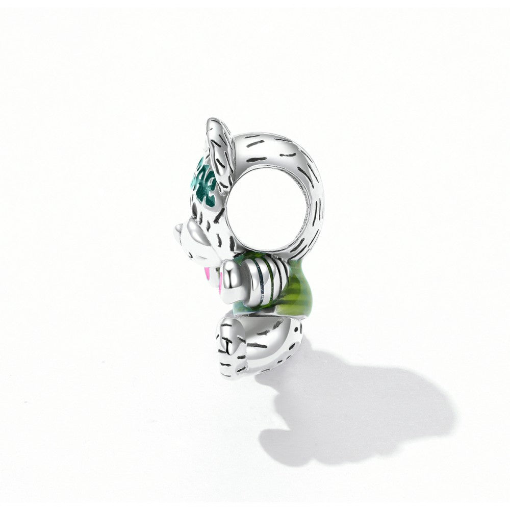 Neon Teddy Bear Doll Enamel Charm Silver