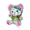 Neon Teddy Bear Doll Enamel Charm Silver