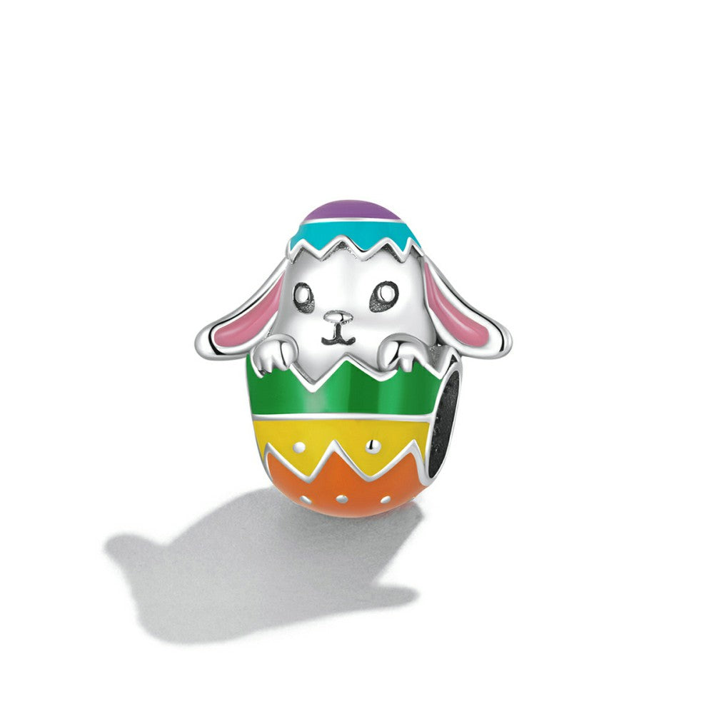 Bunny Easter Eggs Enamel Charm Silver Easter Gifts