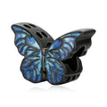 Dark Butterfly Enamel Charm Silver