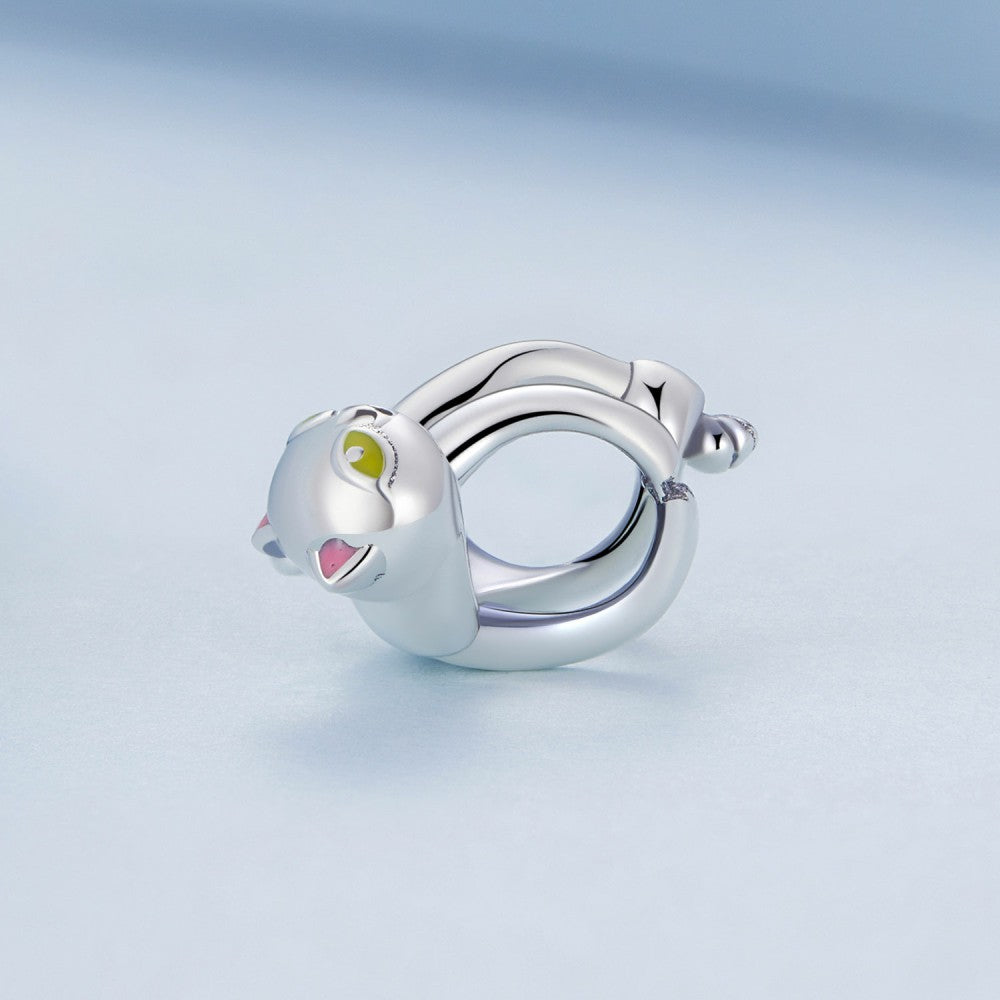 Adorable Black Cat Enamel Charm Silver Gift for Pet Lover