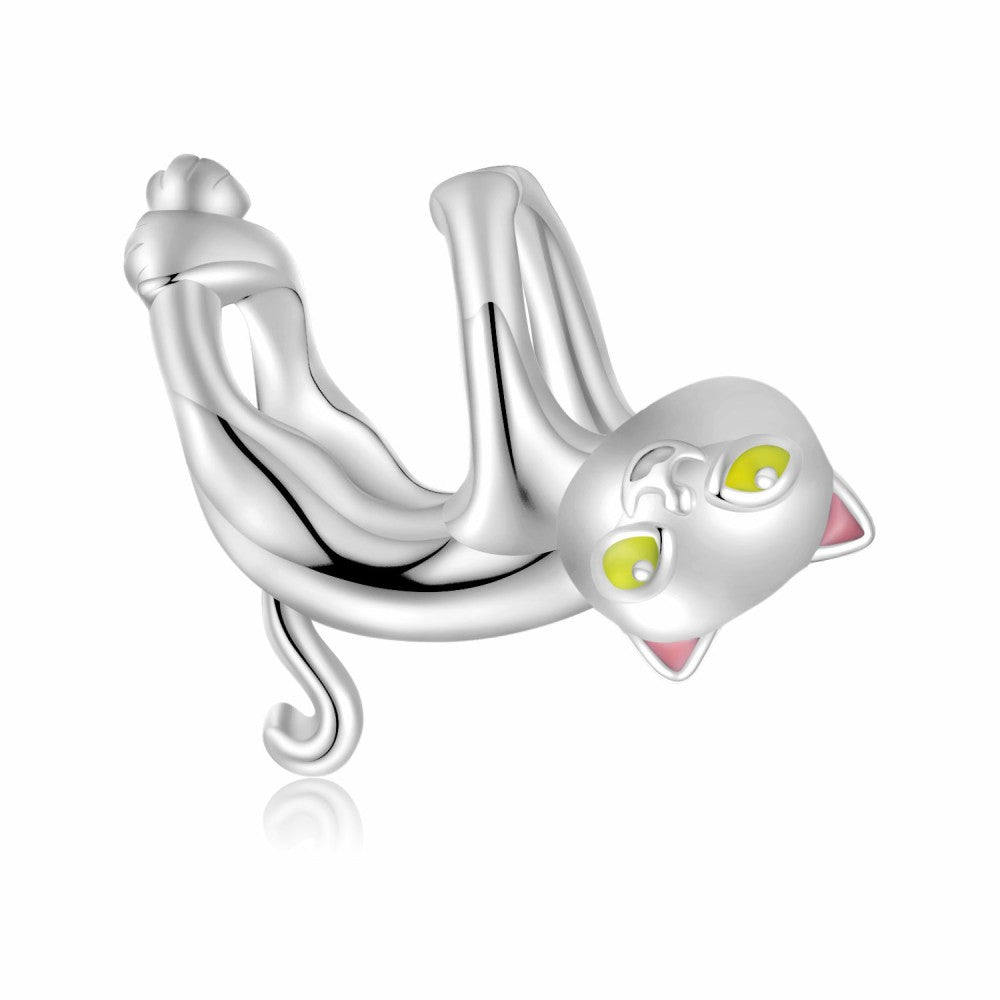 Adorable Black Cat Enamel Charm Silver Gift for Pet Lover