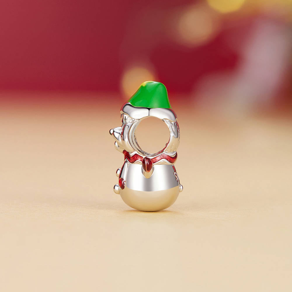 Christmas Snow Dog Enamel Charm Silver Christmas Gifts