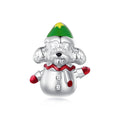 Christmas Snow Dog Enamel Charm Silver Christmas Gifts