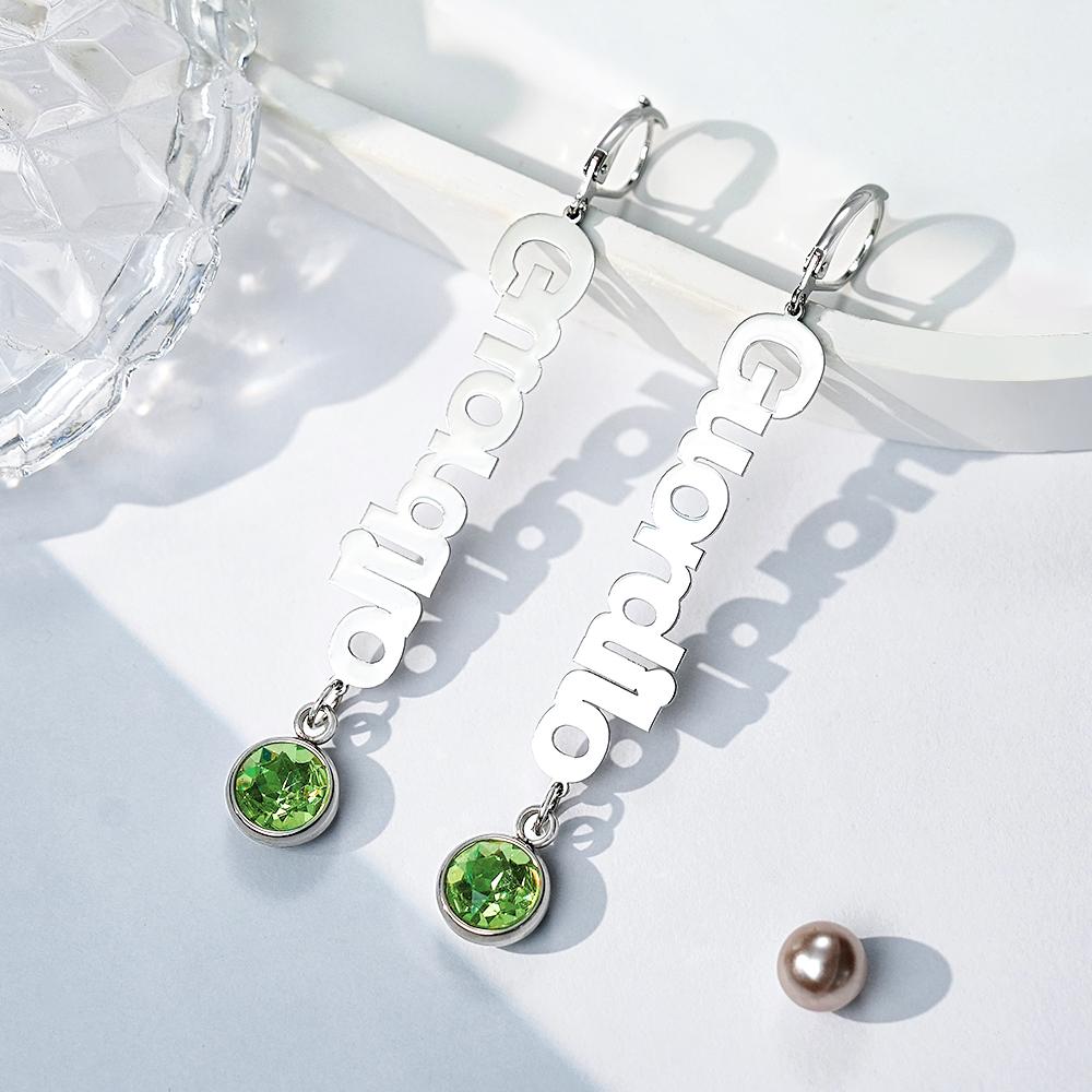 Custom Name Birthstone Earrings Simple Gifts for Girlfriend