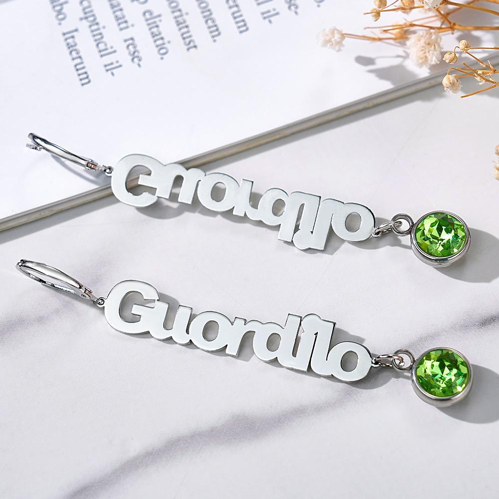 Custom Name Birthstone Earrings Simple Gifts for Girlfriend