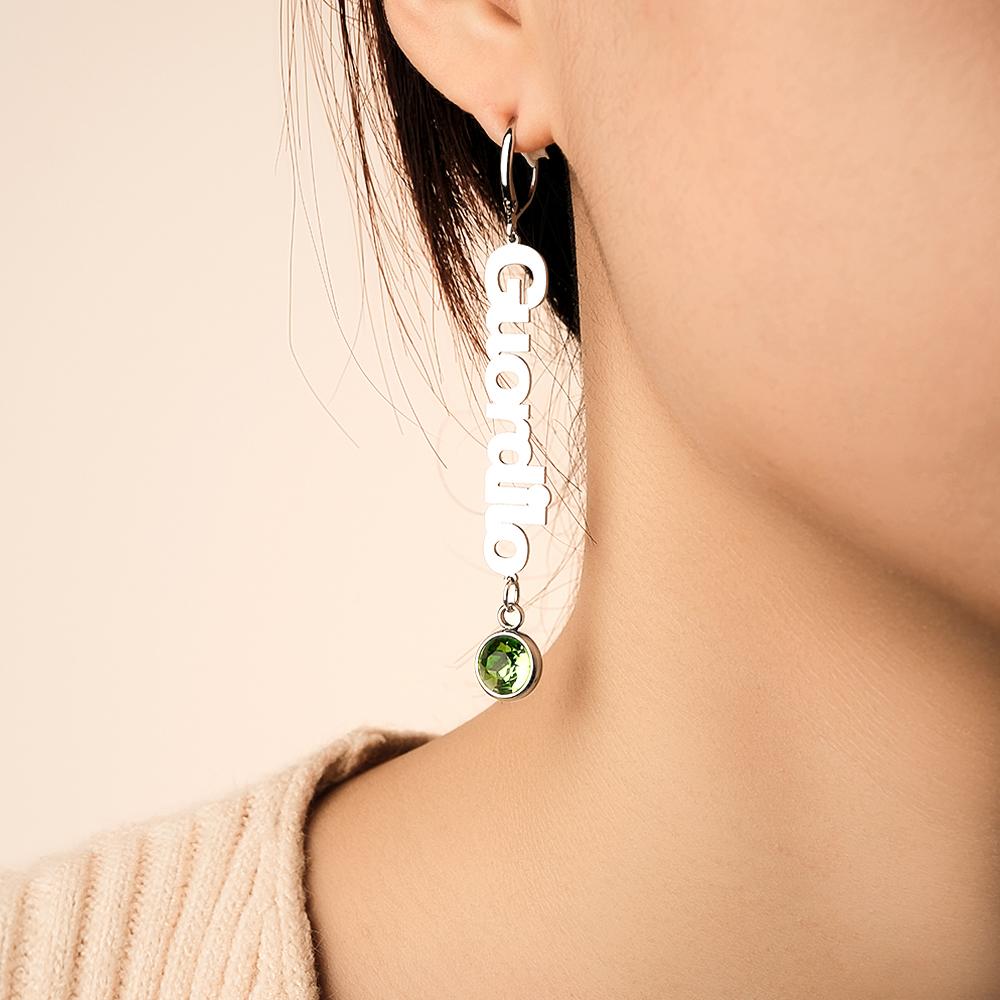 Custom Name Birthstone Earrings Simple Gifts for Girlfriend