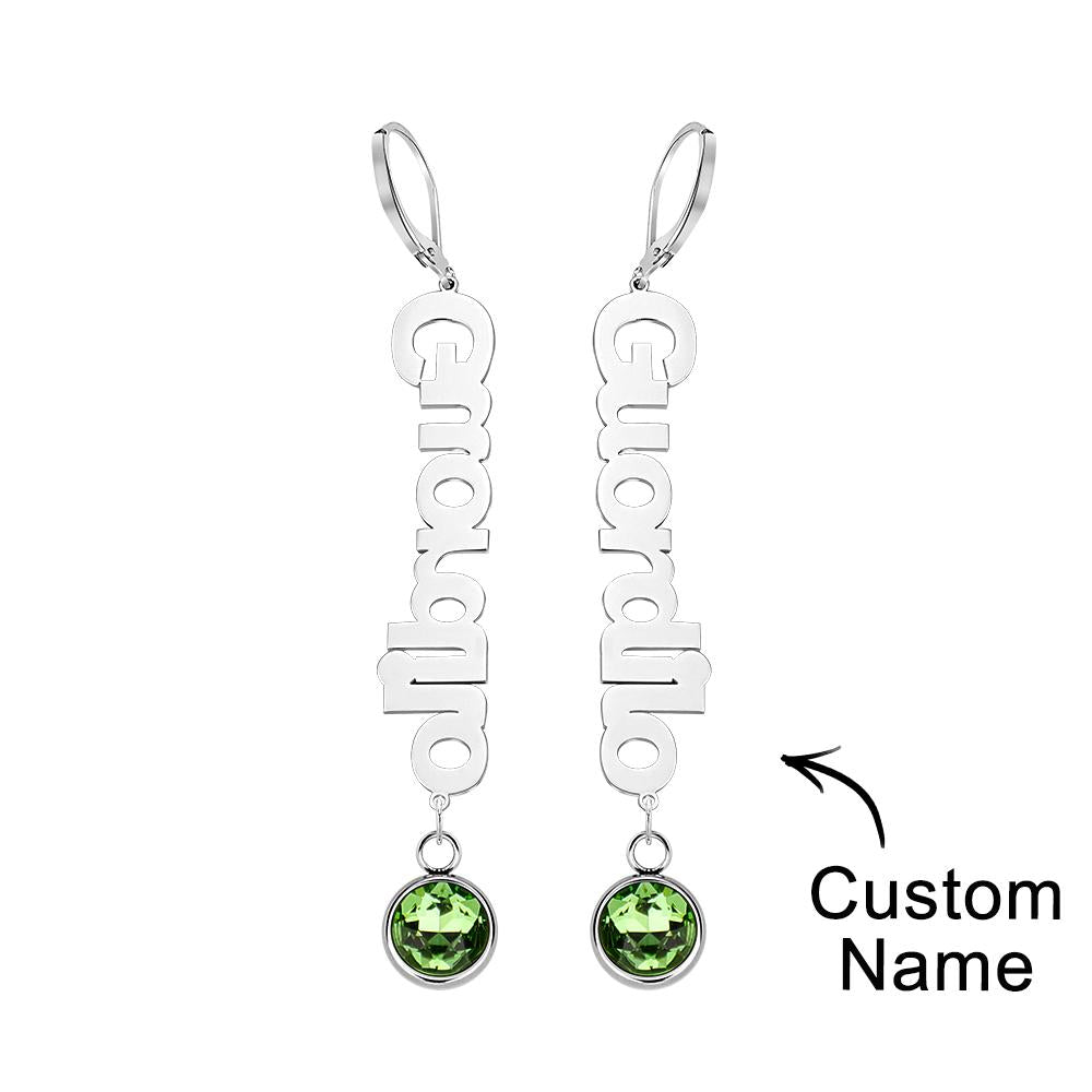 Custom Name Birthstone Earrings Simple Gifts for Girlfriend