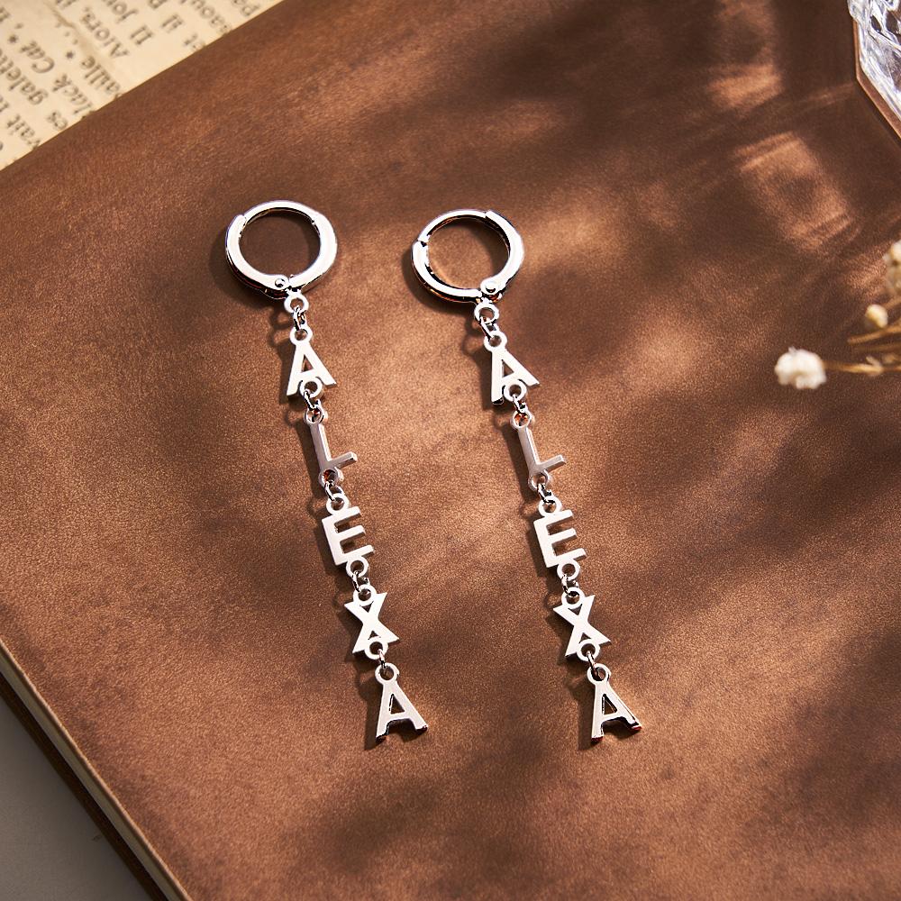 Custom Name Earrings Vertical Name Simple Style Gifts