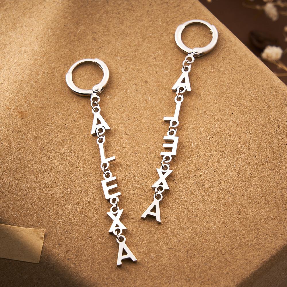 Custom Name Earrings Vertical Name Simple Style Gifts