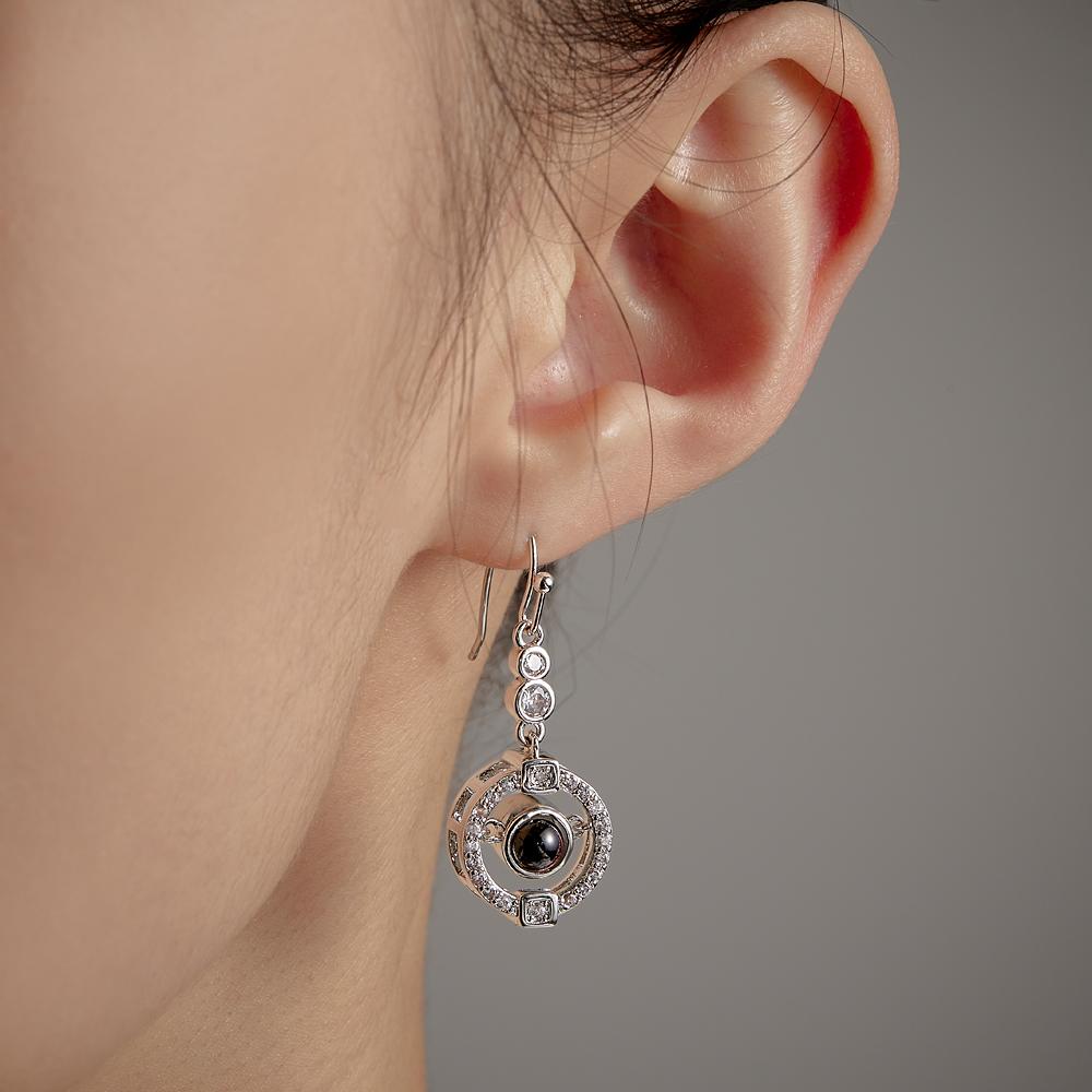 Custom Photo Projection Earring Elegant Diamond Gifts for Girl