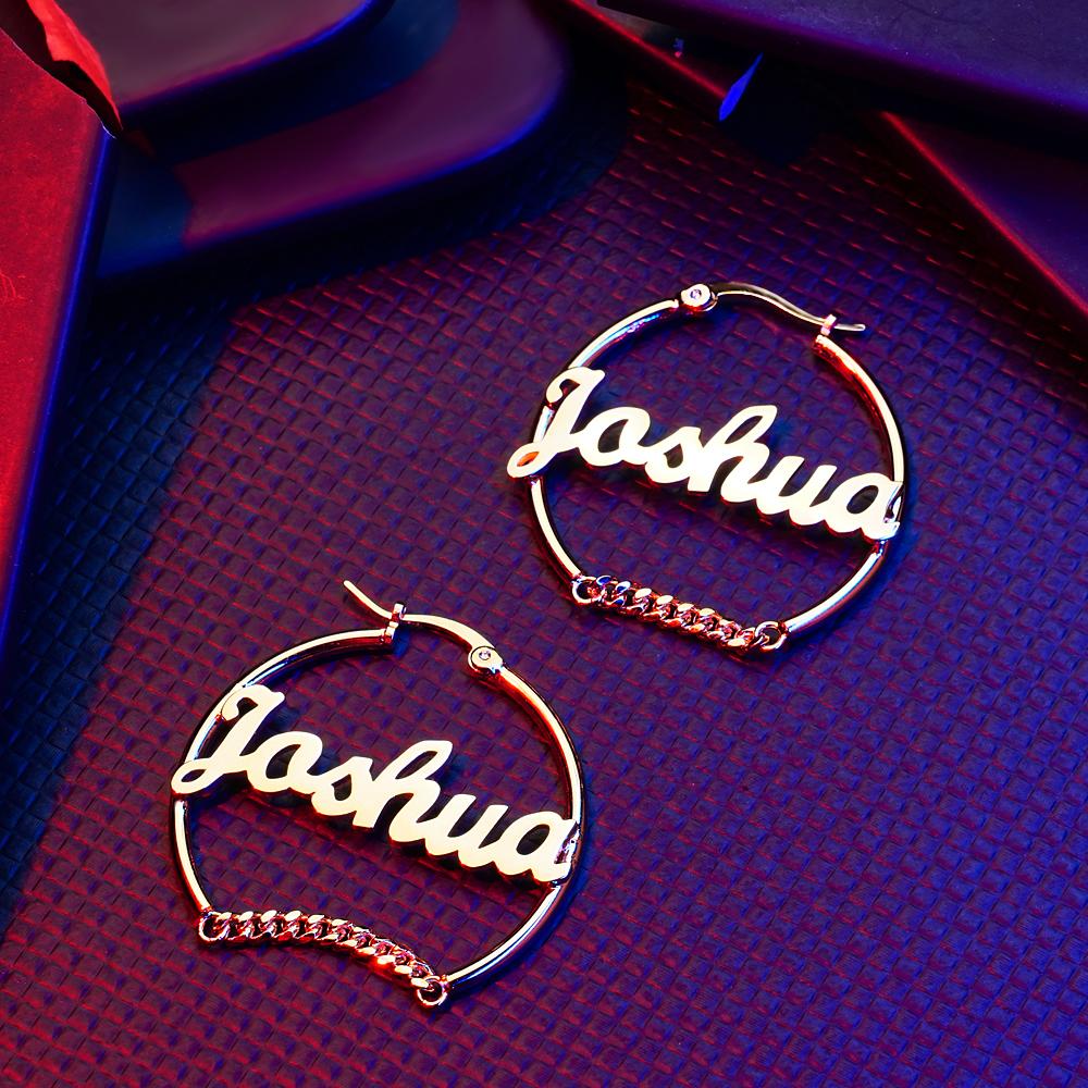 Personalized Hip Hop Name Earrings Vintage Chain Earrings Fashion Jewelry Gift For Women