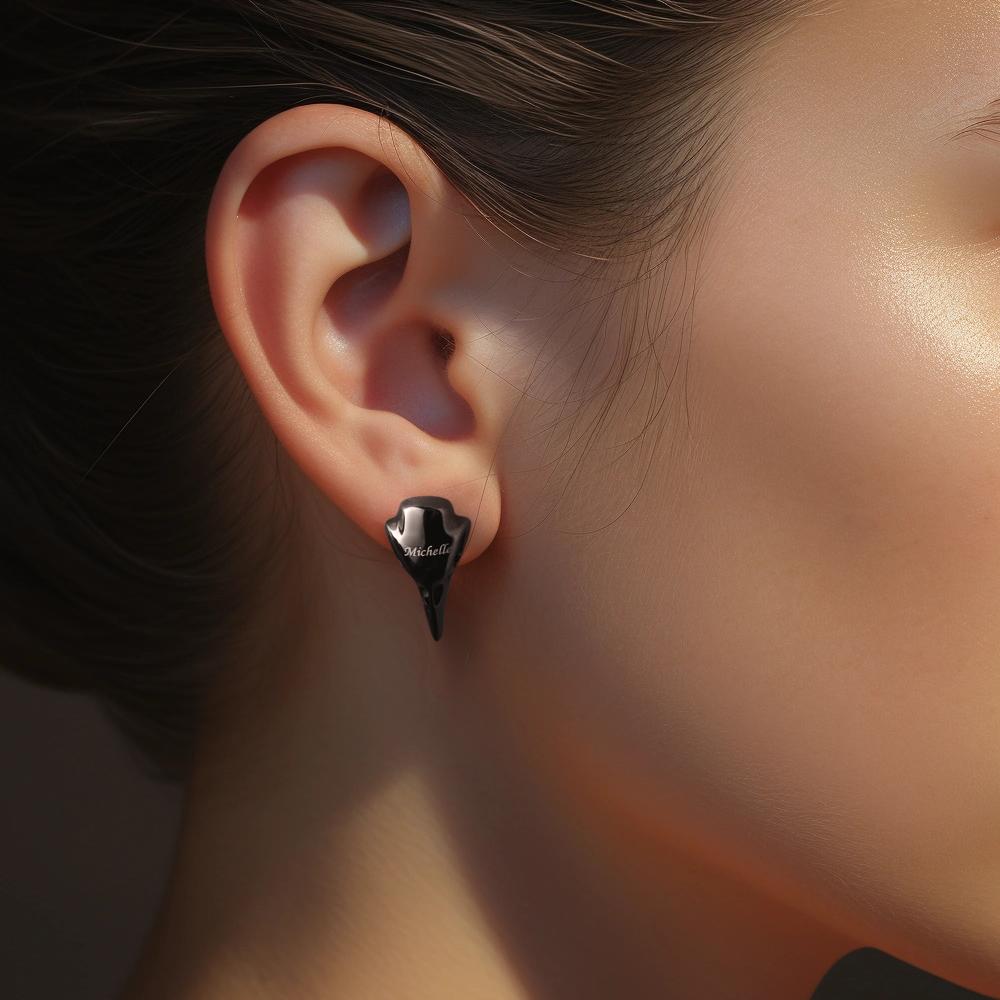Custom Engraved Black Raven Earrings Faith Punk Gothic Earrings Gifts