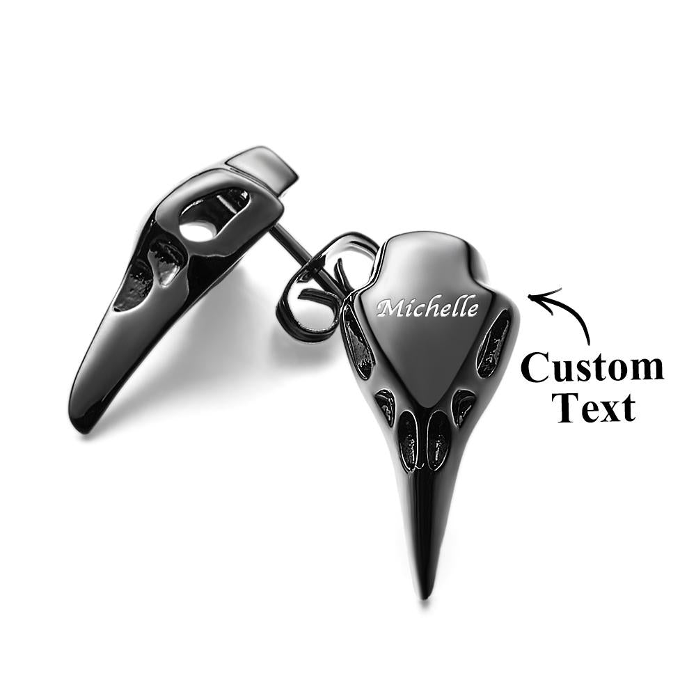 Custom Engraved Black Raven Earrings Faith Punk Gothic Earrings Gifts