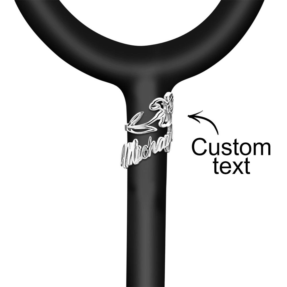 Custom Birthflower and Text Stethoscope ID Tag Personalized Stethoscope Charm Gift for Nurses RN Doctor