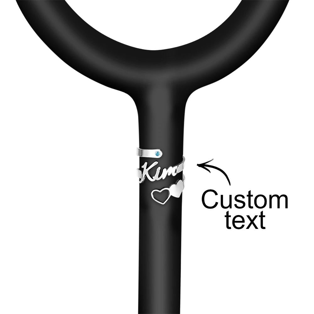 Custom Name Stethoscope Accessory With Birthstone Personalized Heart Hollow Out Name Tag For Nurse
