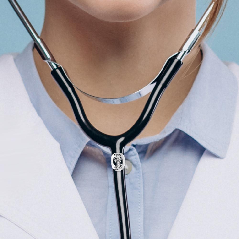 Custom Engraved Stethoscope With Hollow Out Birth Flower Stethoscope Decoration For Nurse