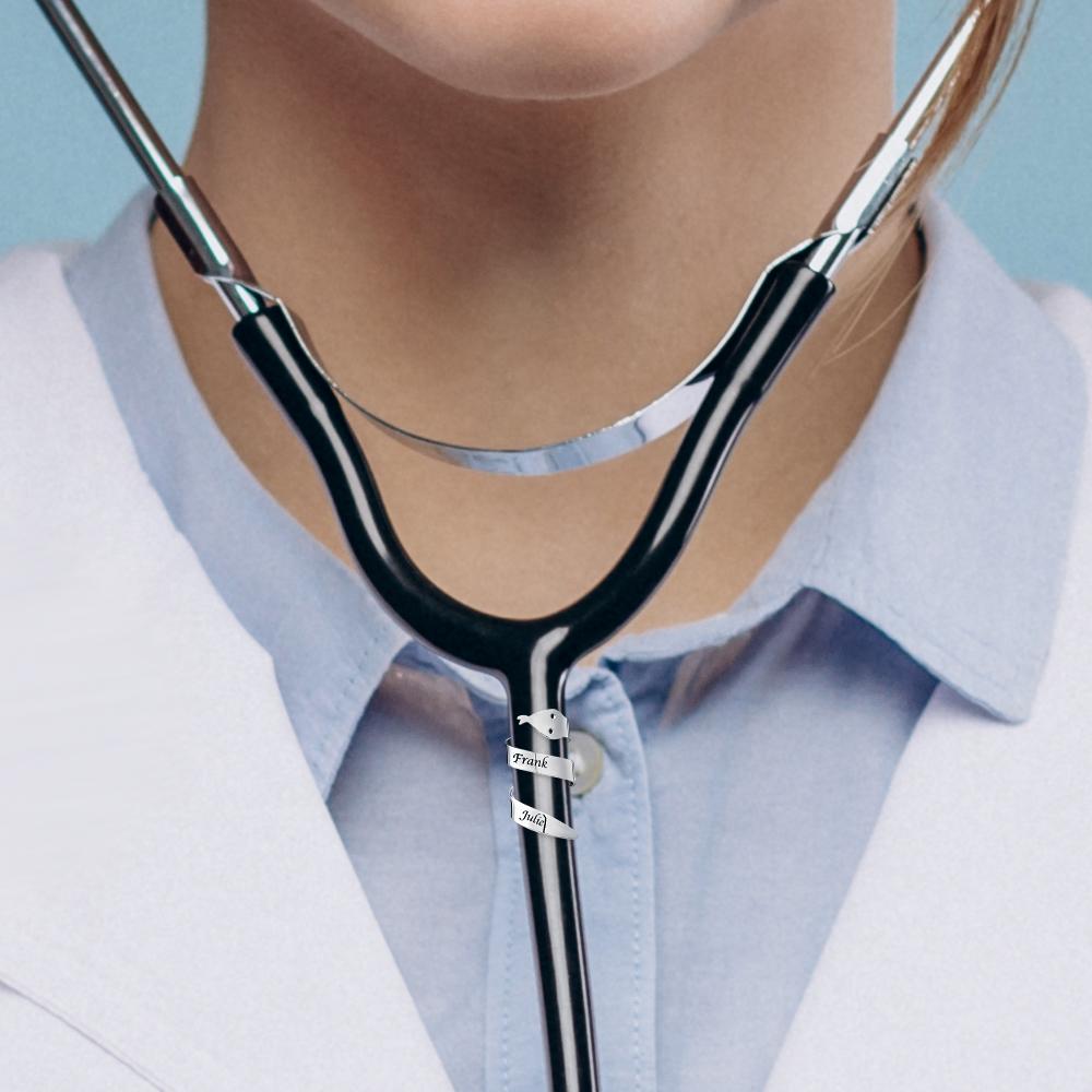 Engravable Stethoscope Name Tag Snake Styling For Doctor