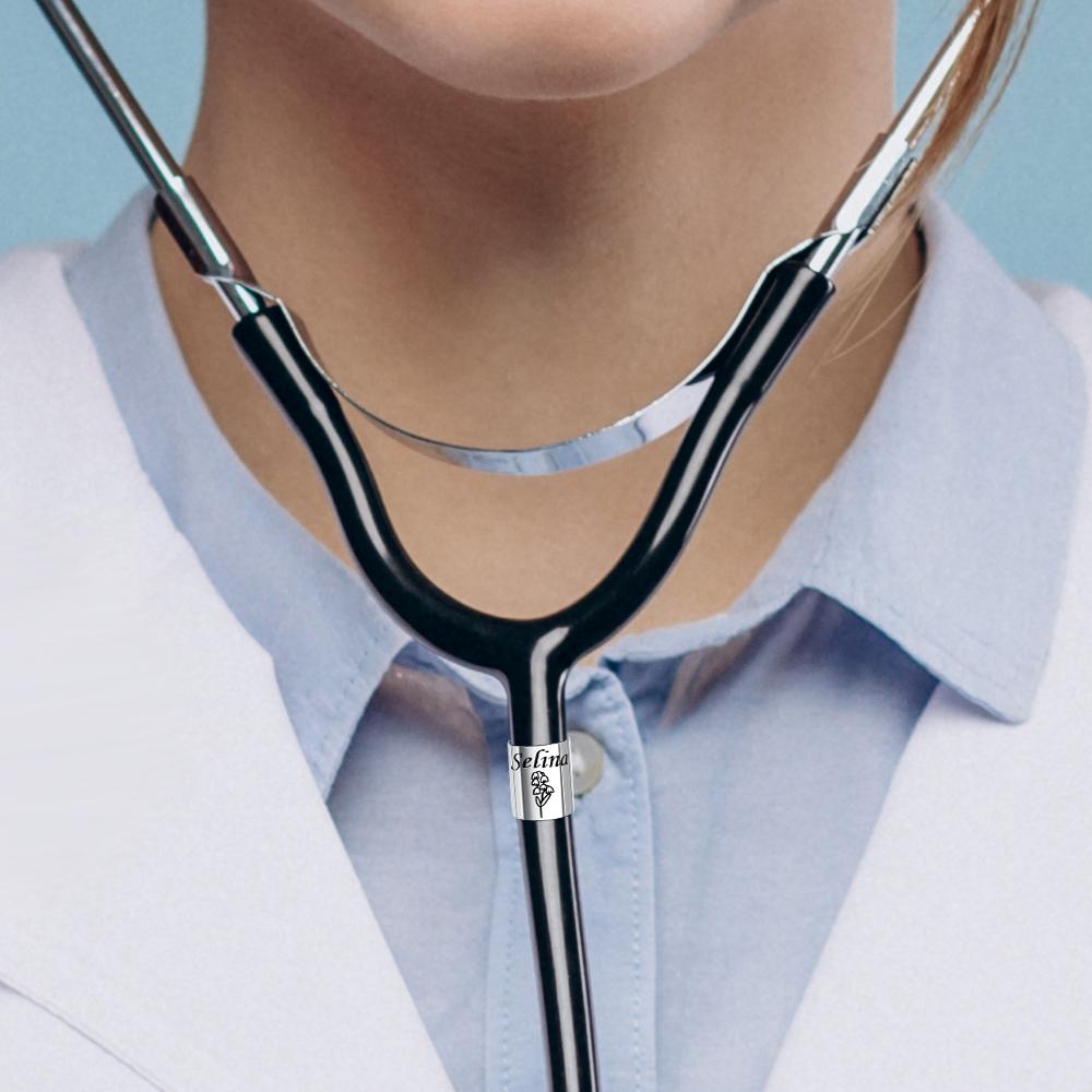 Engravable Flower Stethoscope Name Tag Unique Gifts For Nurse