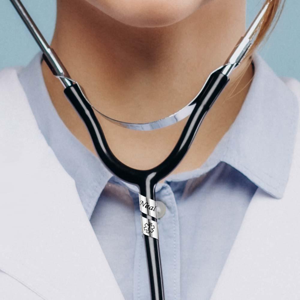 Custom Engraved Pattern Stethoscope Name Tag Personalized Gifts For Doctor
