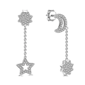 Star Alternates with Moon Earrings Silver