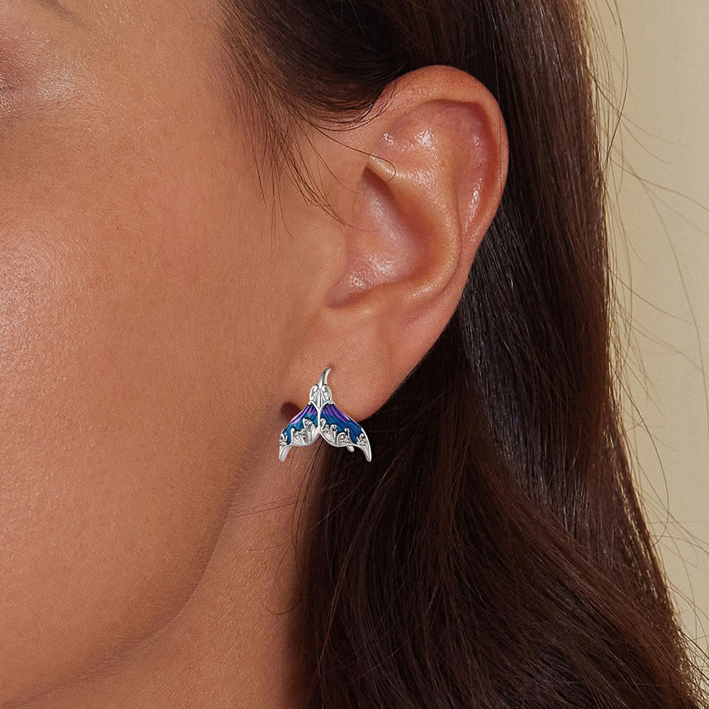 Dreamy Mermaid Tail Earrings Silver
