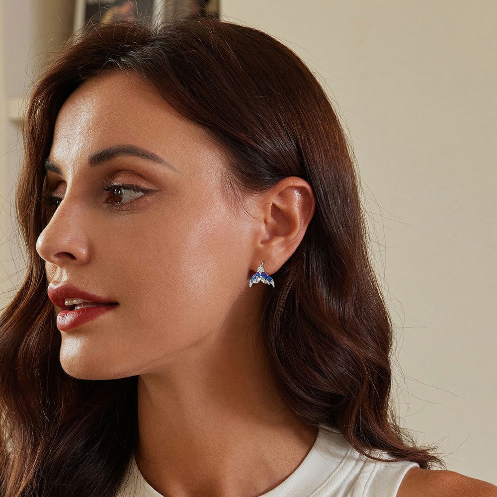 Dreamy Mermaid Tail Earrings Silver