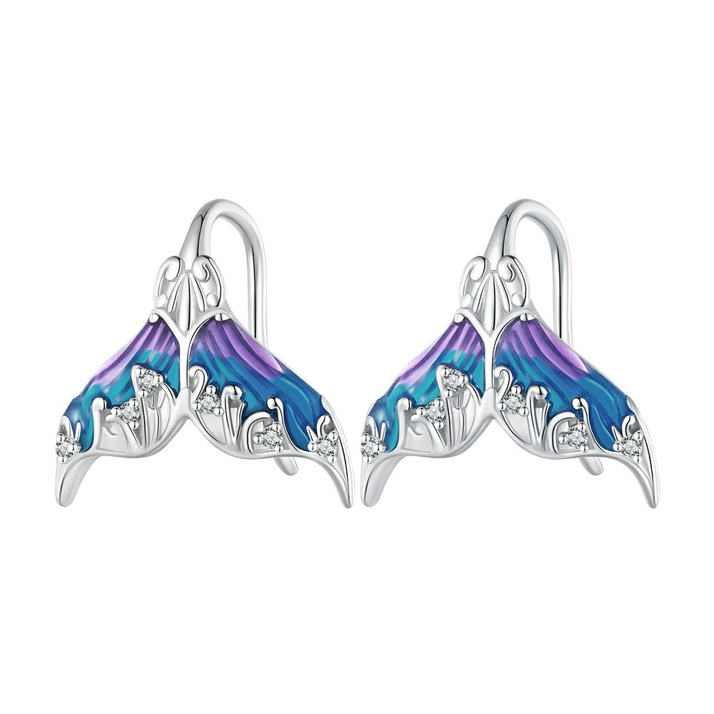 Dreamy Mermaid Tail Earrings Silver
