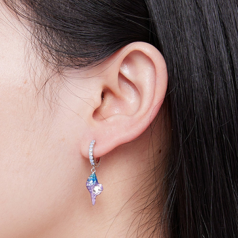 Fantasy Conch Shell Earrings Silver